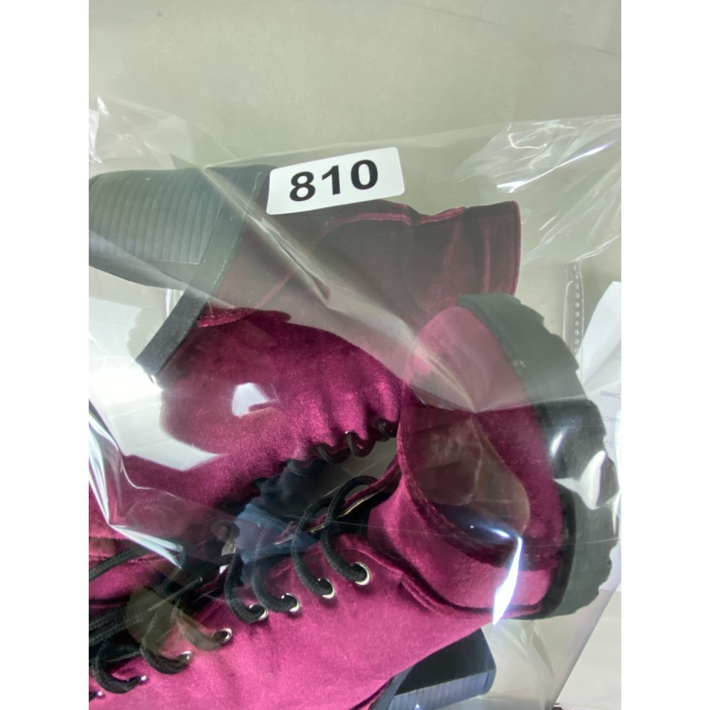 Twisted Womens Velvet Lace Up Chunky Heel Ankle Boots Size 9 Burgundy Berry Goth - Picture 13 of 13